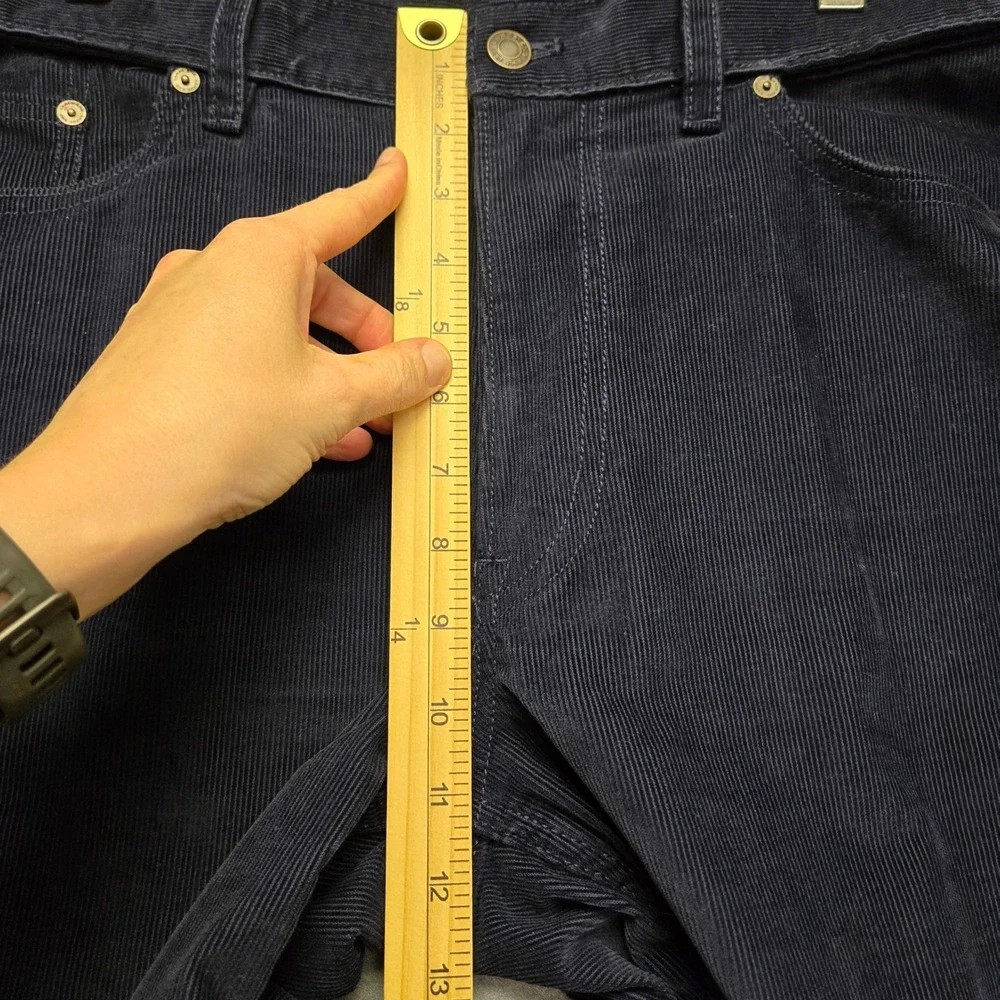 Lands' End Mens Navy Blue Corduroy Pants Comfort Waist Traditional 5-Pocket 36